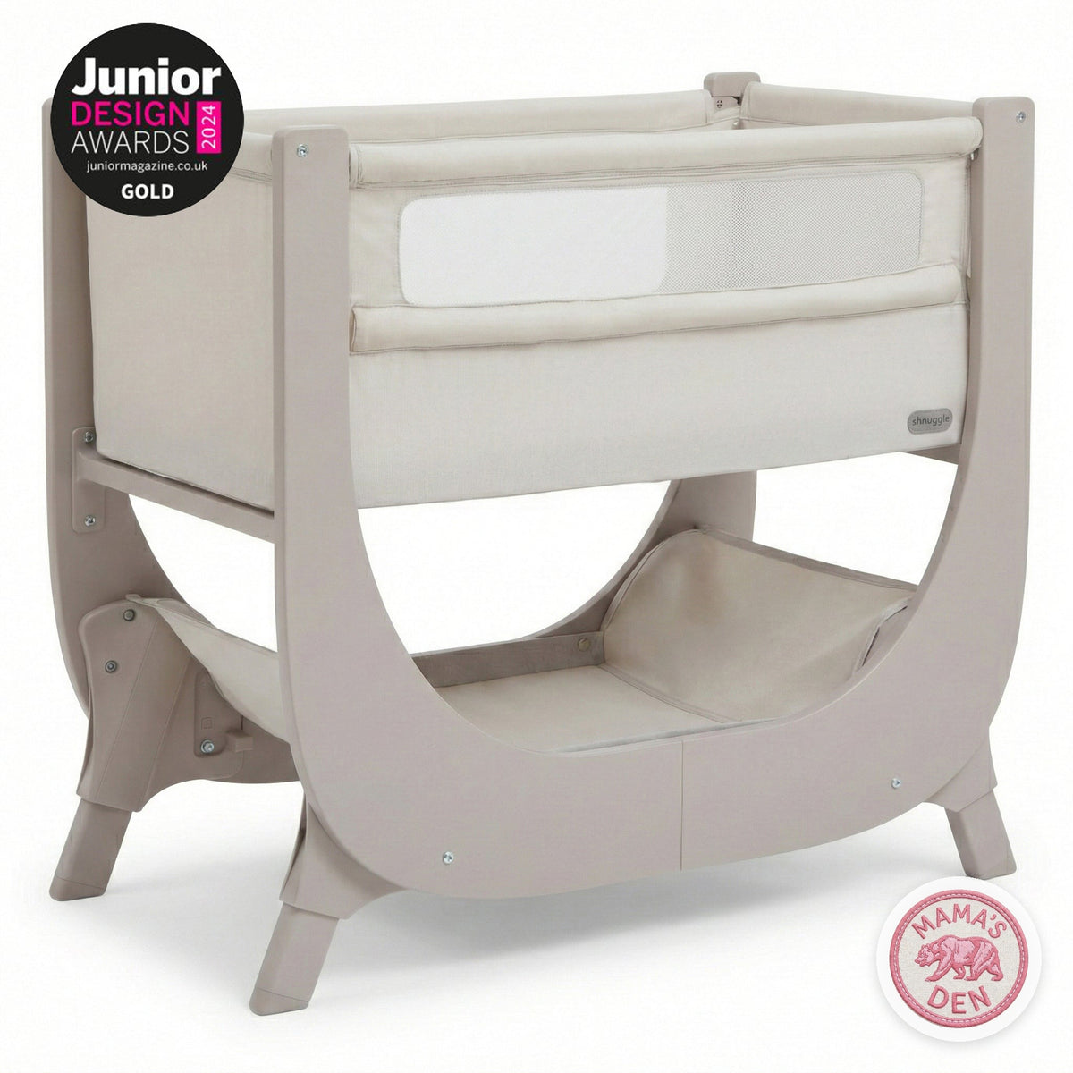 Mama's Den bedside bassinet with mattress