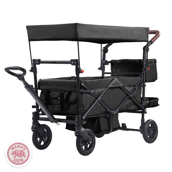 Double wagon stroller for 2 kids, black