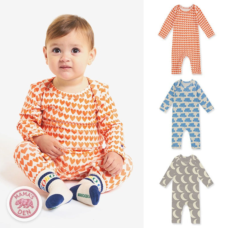 Heart print baby romper