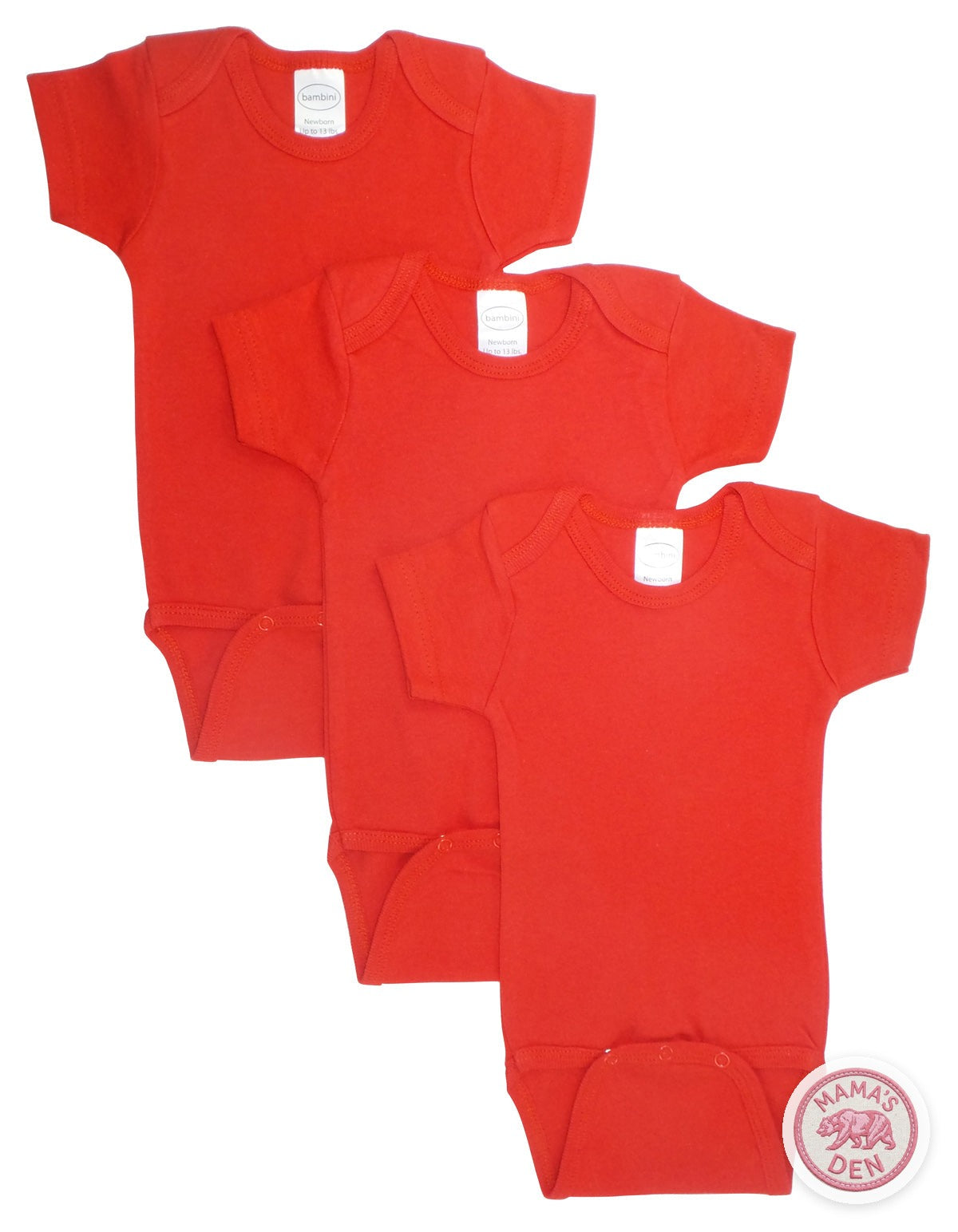 Pack of 3 red baby bodysuits