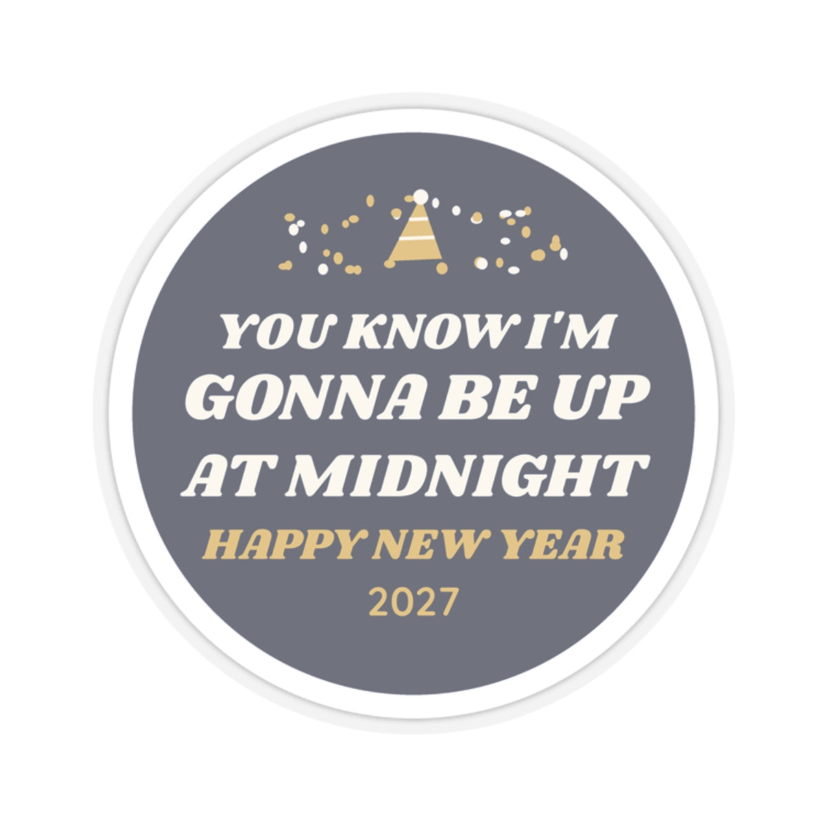 New Year's 'Up at Midnight' Bear Sticker