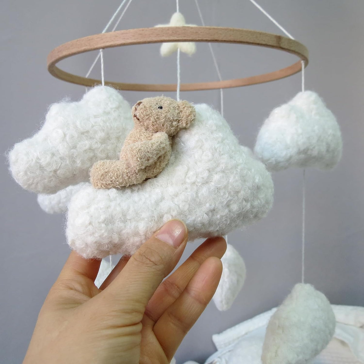 Cloud and bear crib mobile, view 6 of 6