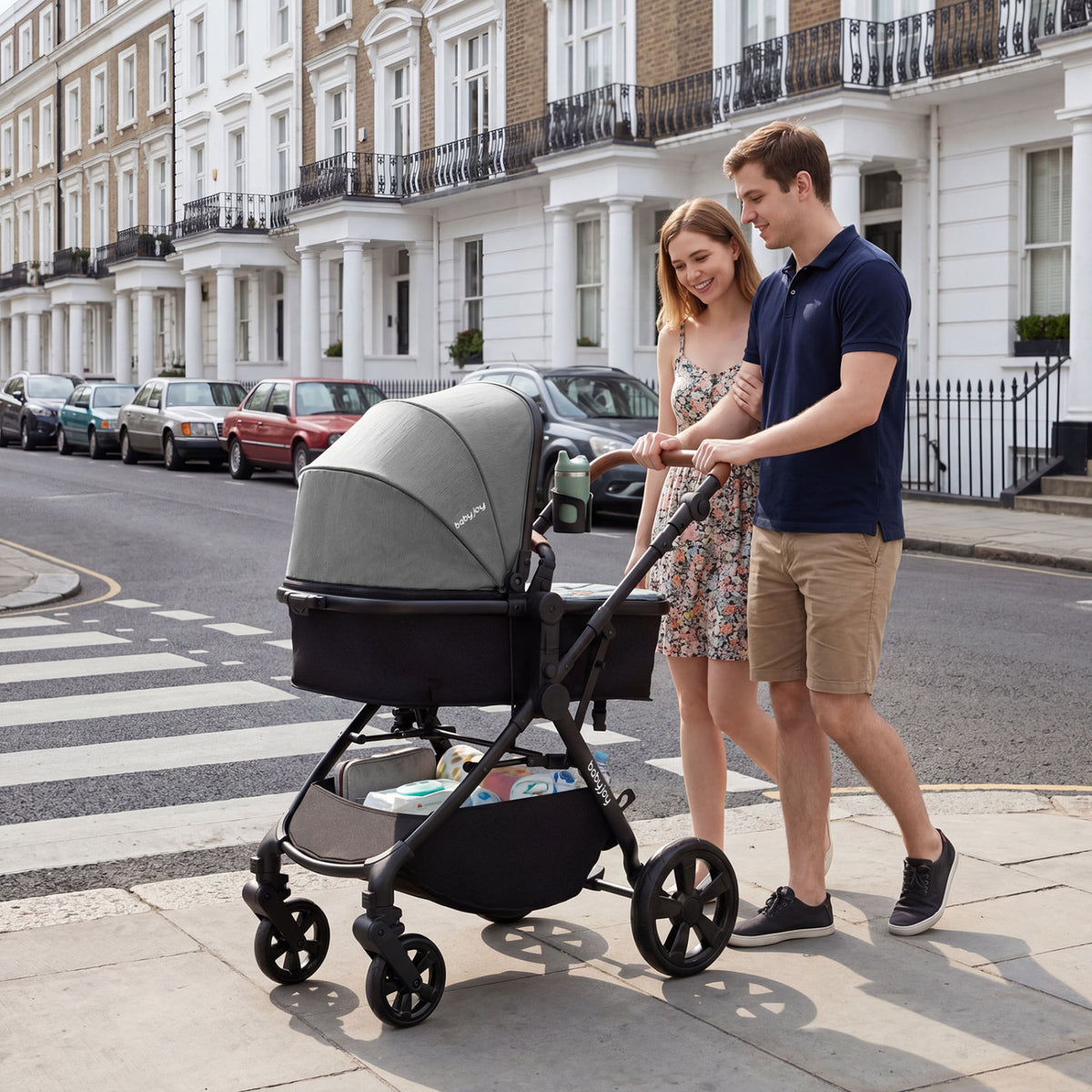 Family walking with the Bearmobile Voyager