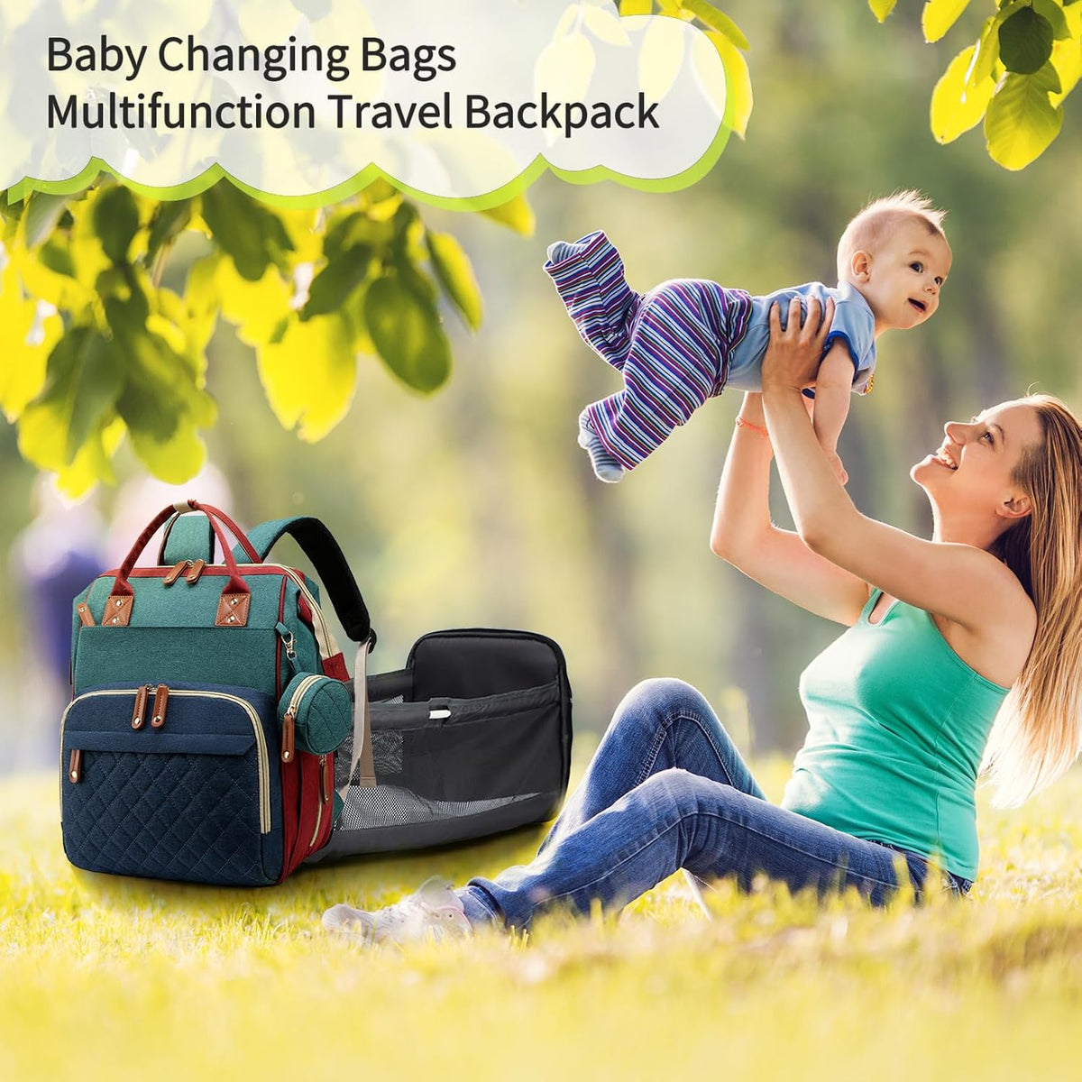 Diaper Bag with Changing Station, Baby Backpack with Foldable Changing Pad