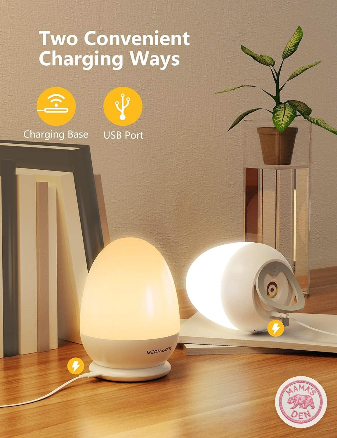 Mama's Den Rechargeable Touch Night Light with 1-Hour Timer