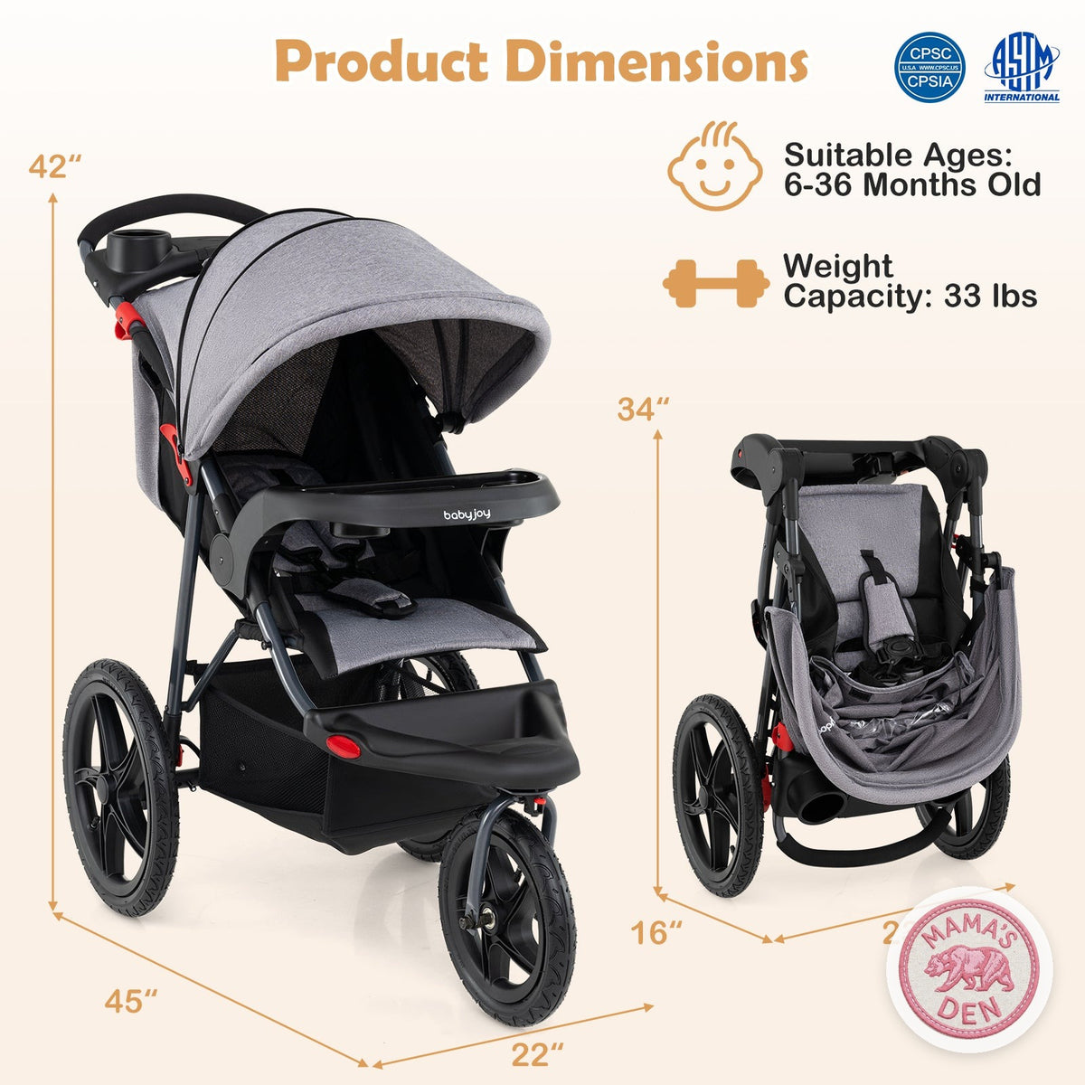 Bearmobile Jogger dimensions