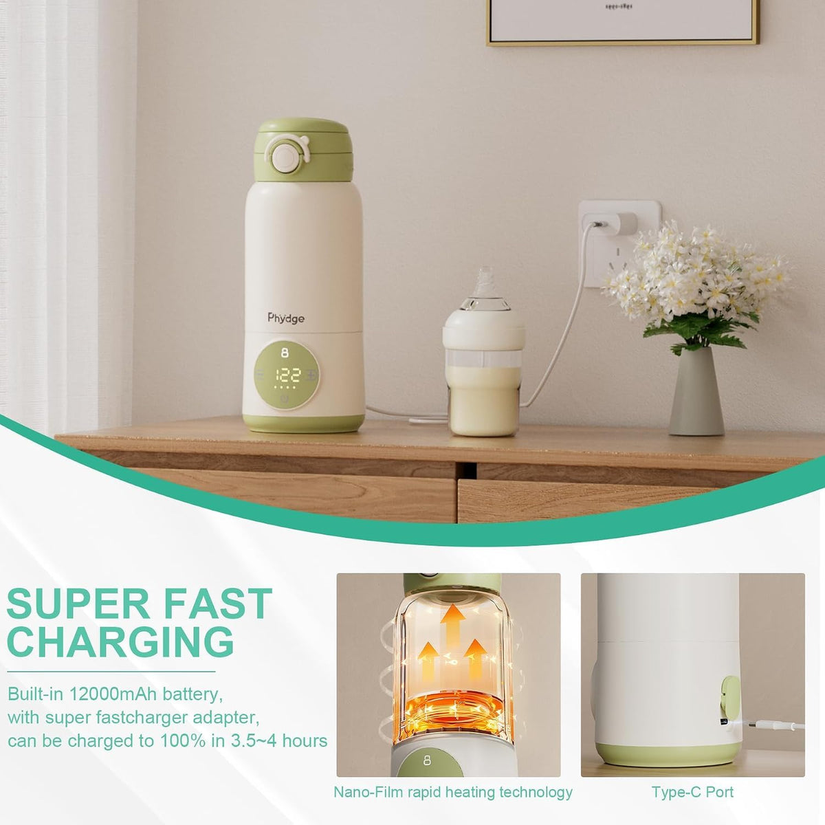 Portable Bottle Warmer for Travel, on the Go for Formula, Breastmilk