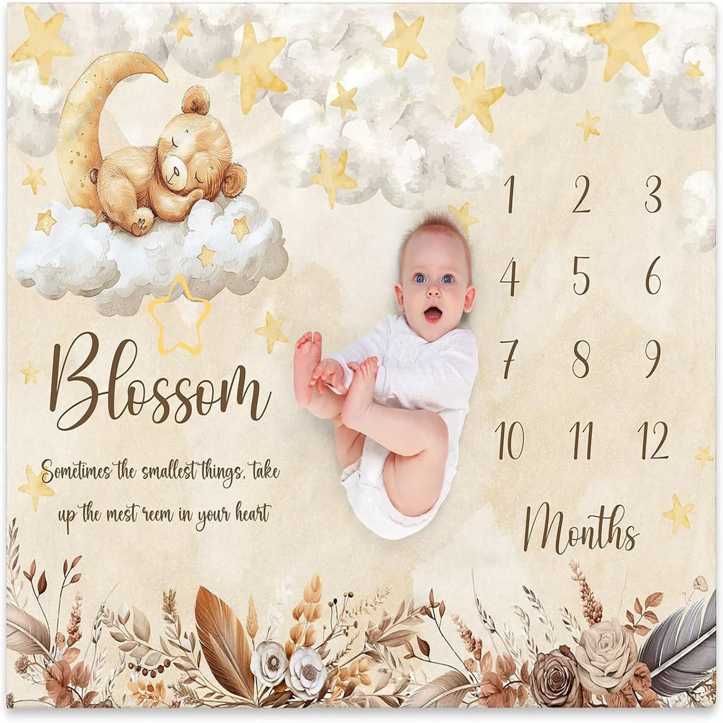 Moonlit Bear Monthly Milestone Blanket