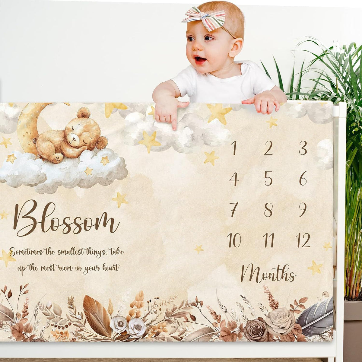 Moonlit Bear Monthly Milestone Blanket
