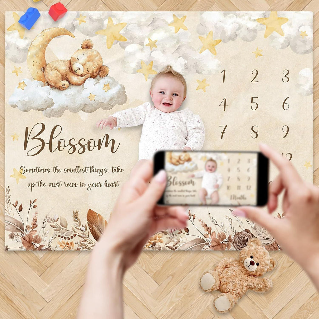 Moonlit Bear Monthly Milestone Blanket