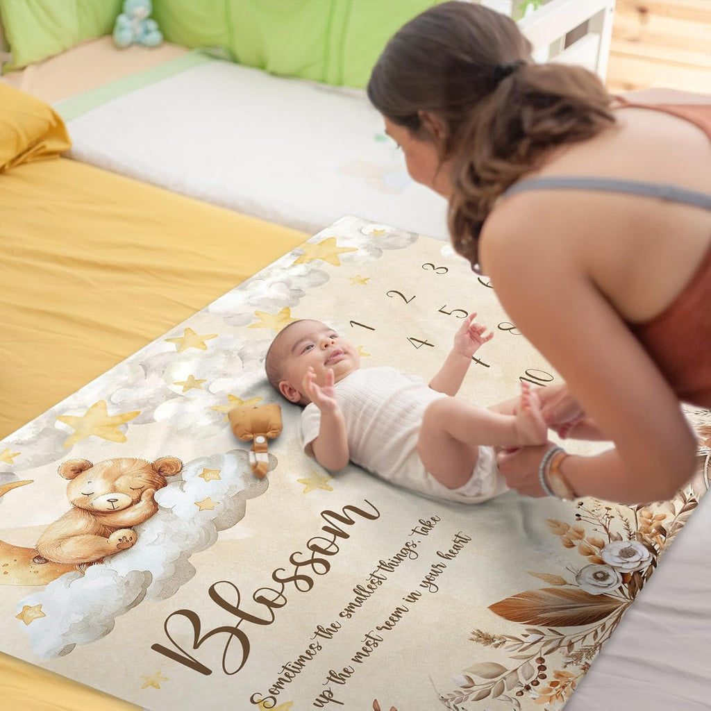 Moonlit Bear Monthly Milestone Blanket