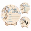 Hello World Teddy Birth Announcement Sign