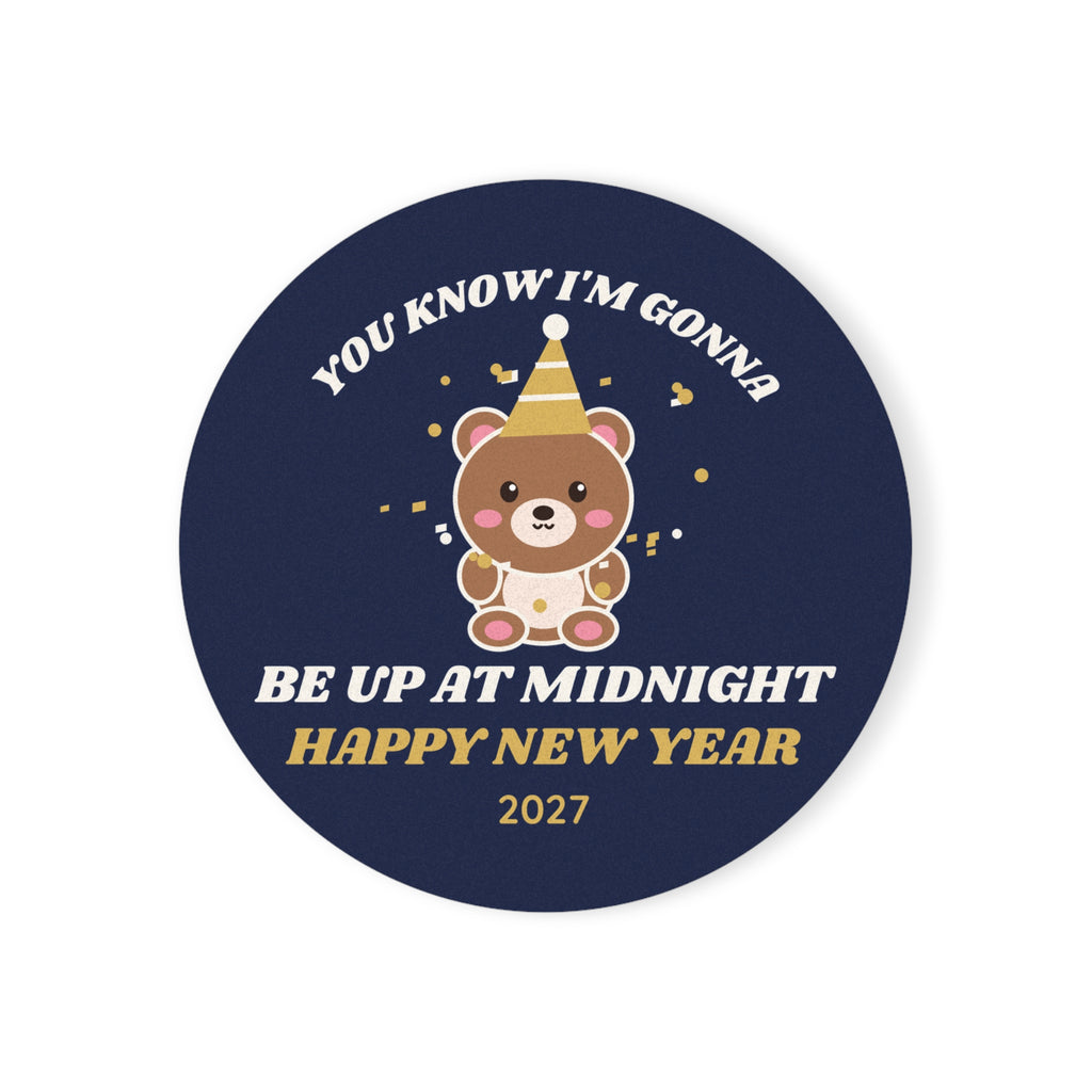 New Year's 'Up at Midnight' Bear Coaster