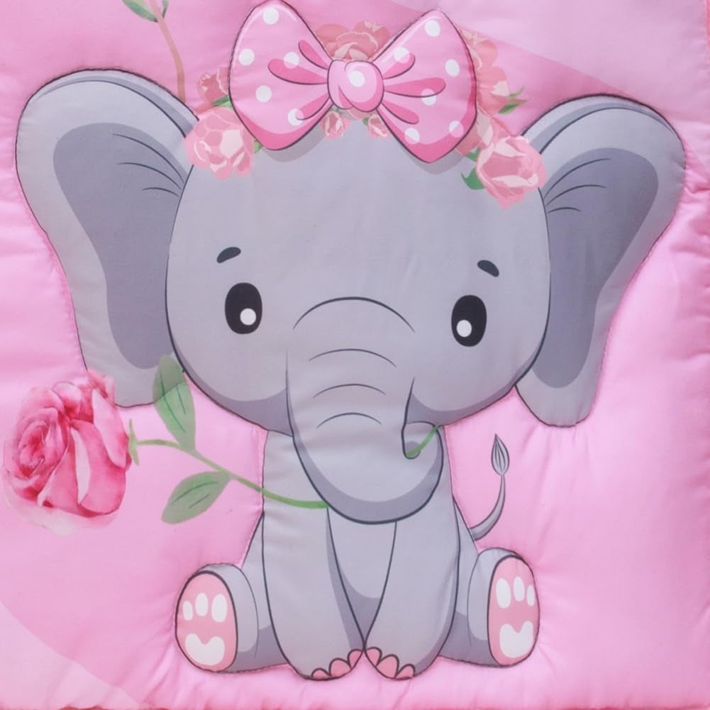 Baby Girl Crib Bedding Set Pink Elephant Crib Nursery Comforter Bed Sets Decor with Fitted Crib Sheet, Comforter and Bed Skirt for Boys Girls (Elephant)