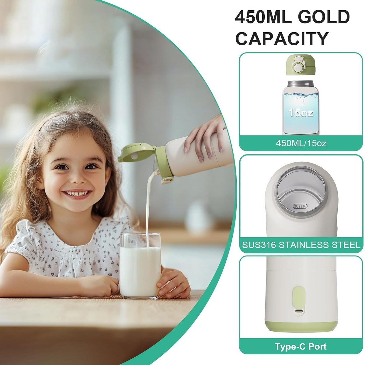 Portable Bottle Warmer for Travel, on the Go for Formula, Breastmilk