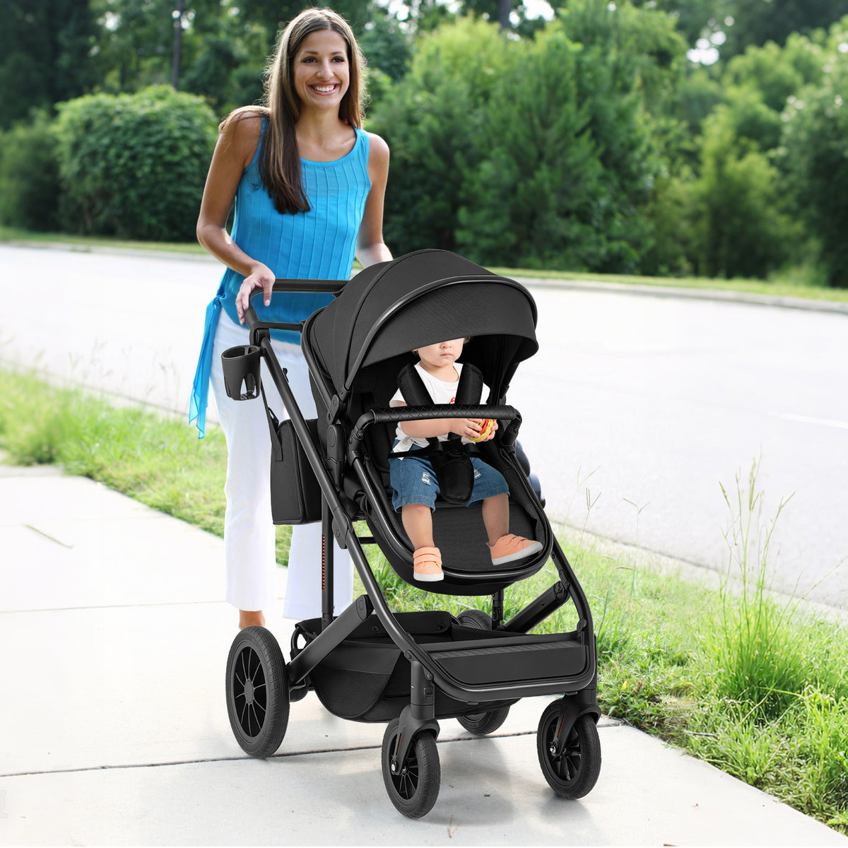 Mom strolling with the Bearmobile Cradle