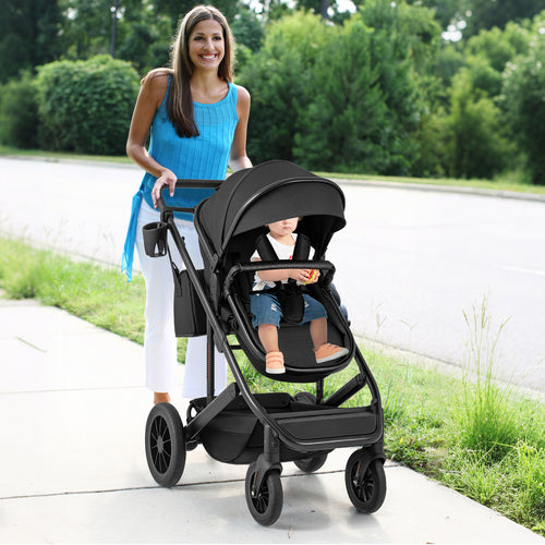 Mom strolling with the Bearmobile Cradle