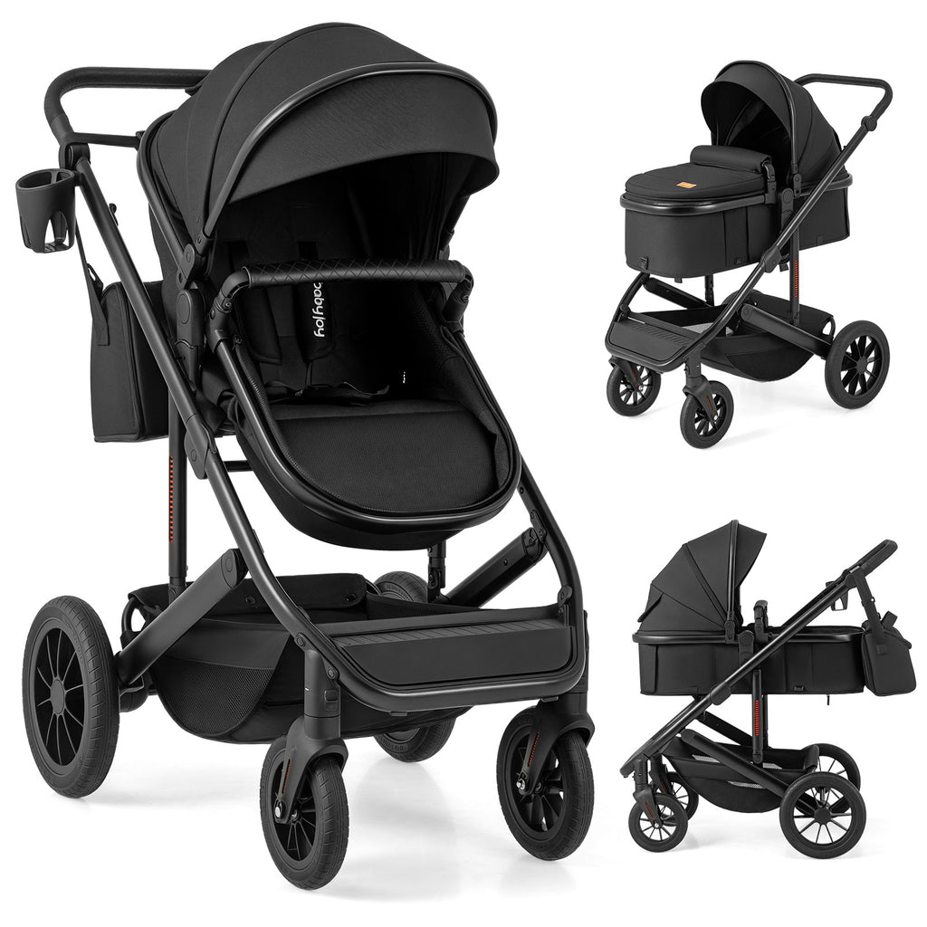 Bearmobile Cradle stroller in black with bassinet modes