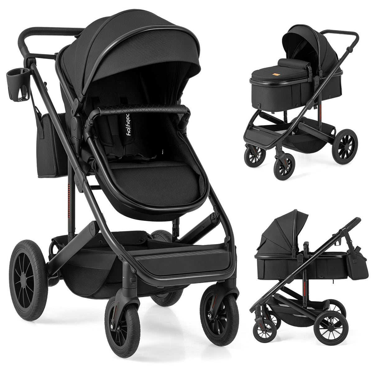 Bearmobile Cradle stroller in black with bassinet modes