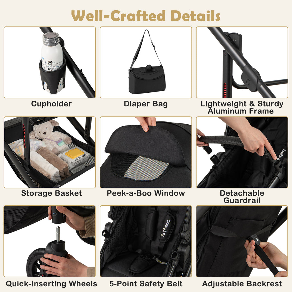 Bearmobile Cradle details and included diaper bag
