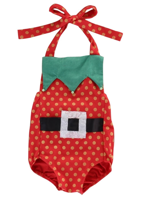 Mama's Den Santa's Little Helper Halter Romper
