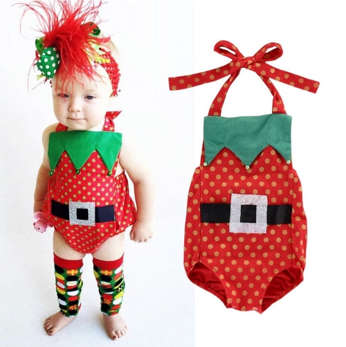 Mama's Den Santa's Little Helper Halter Romper