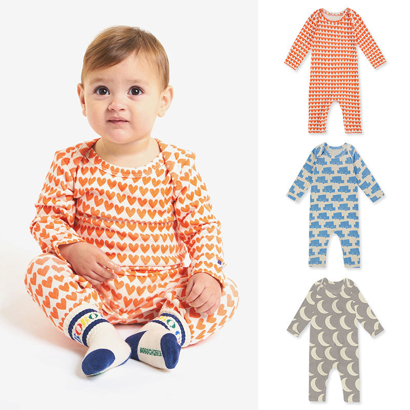 Heart print baby romper