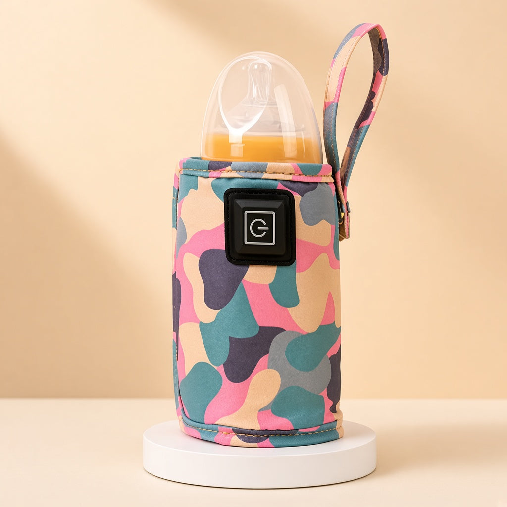 Cream boutique variant — Beary Warm Stroller Bottle Bag — Pink Camo (Style 1)