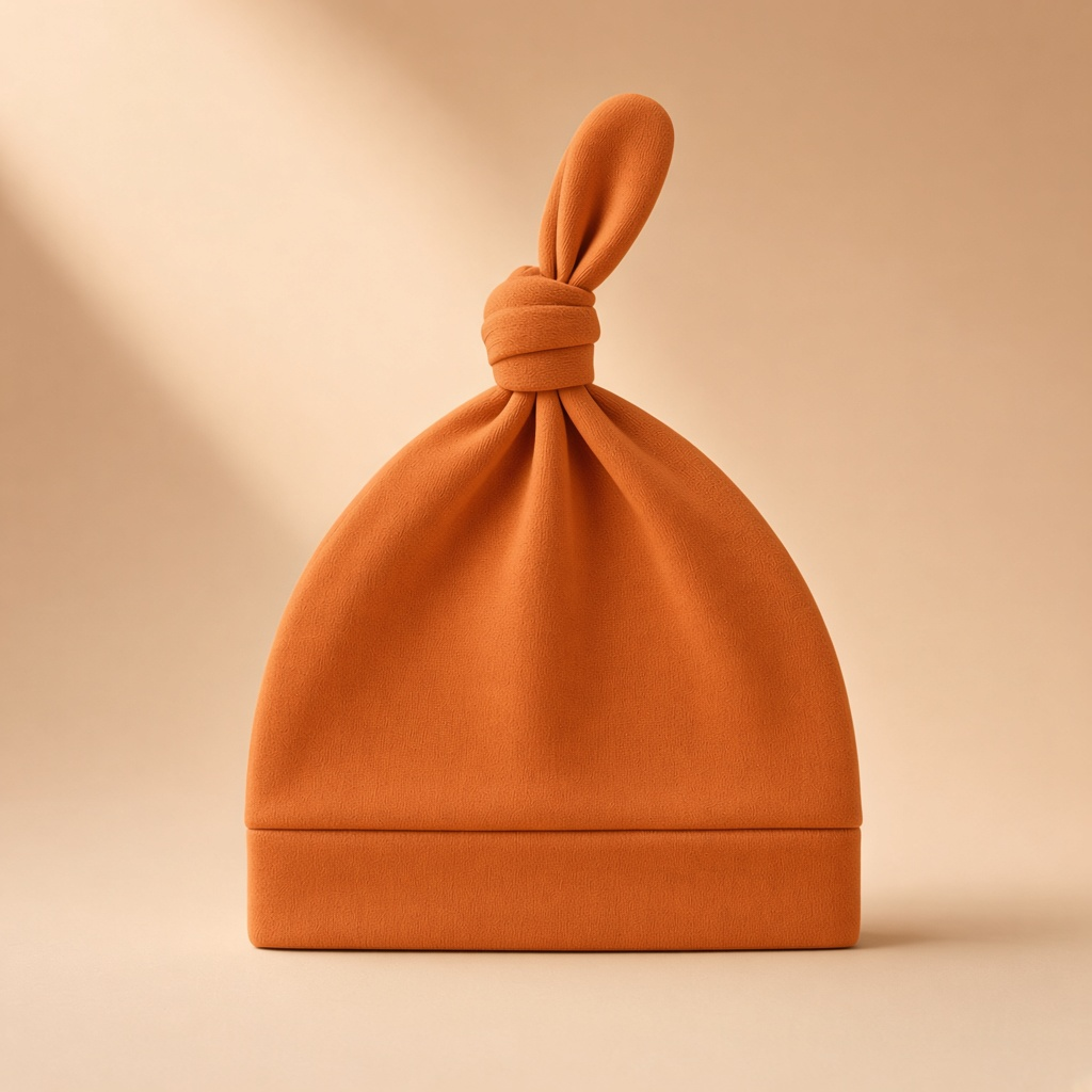 Newborn Cub Knot Beanie - Dark Orange
