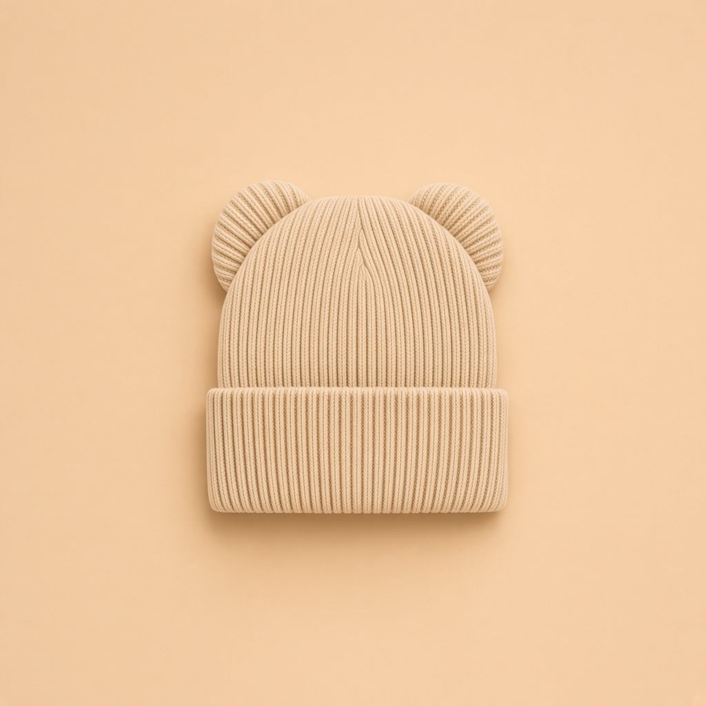 Cream boutique variant — Little Ears Bear Beanie — Beige