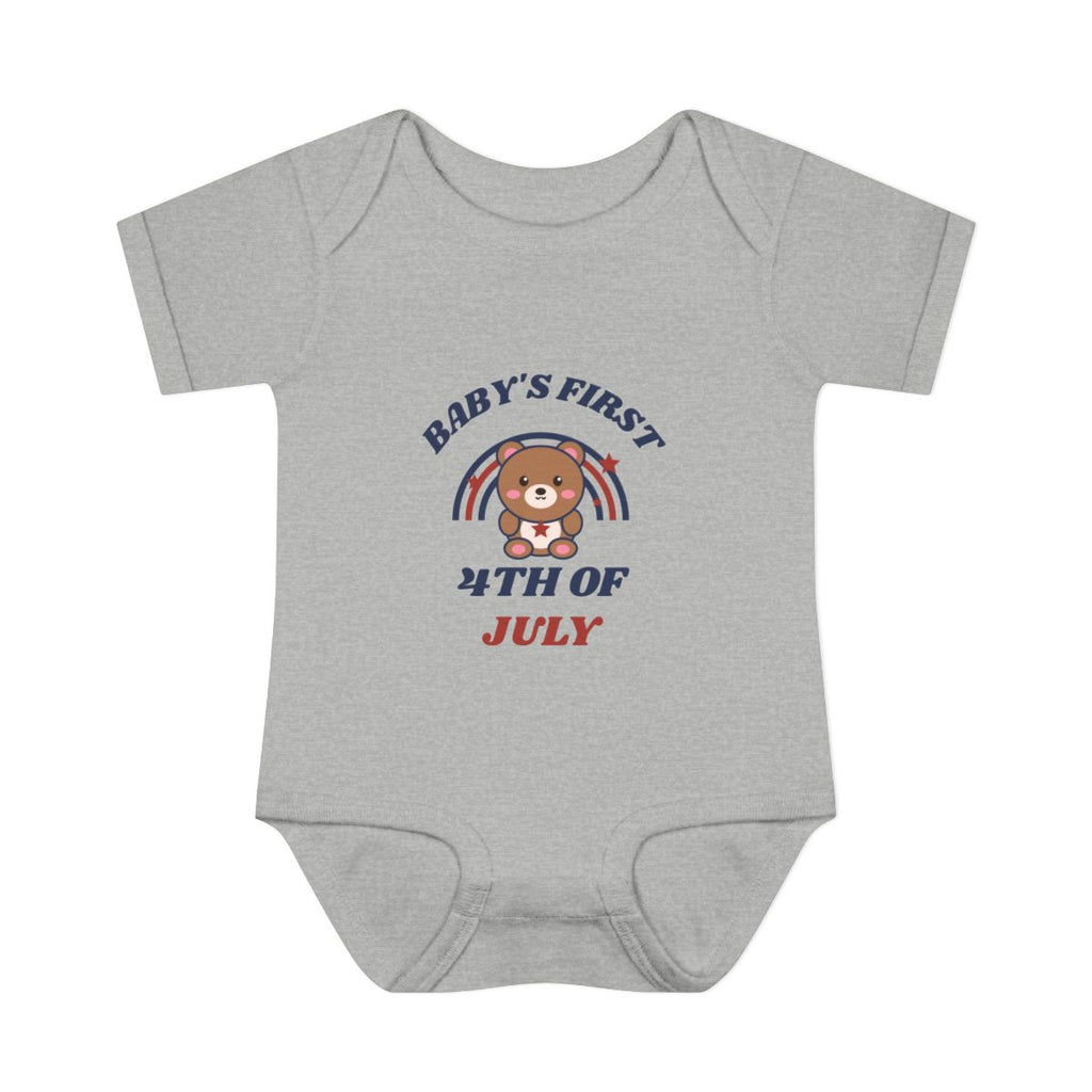 4th of July retro bear bodysuit - Heather - front
