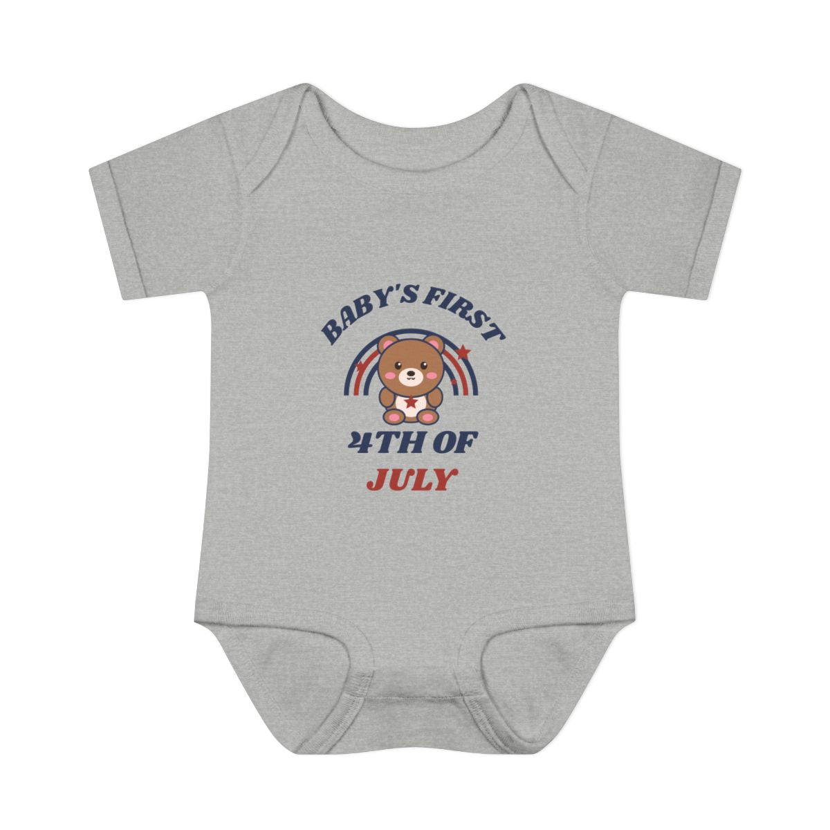 4th of July retro bear bodysuit - Heather - front