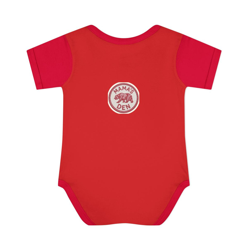 Christmas retro bear bodysuit - Red - back