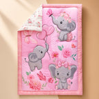 Cream boutique photo — Hibernate Pink Elephant Crib Bedding Set (3)