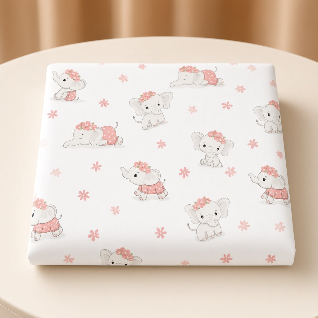 Cream boutique photo — Hibernate Pink Elephant Crib Bedding Set (4)