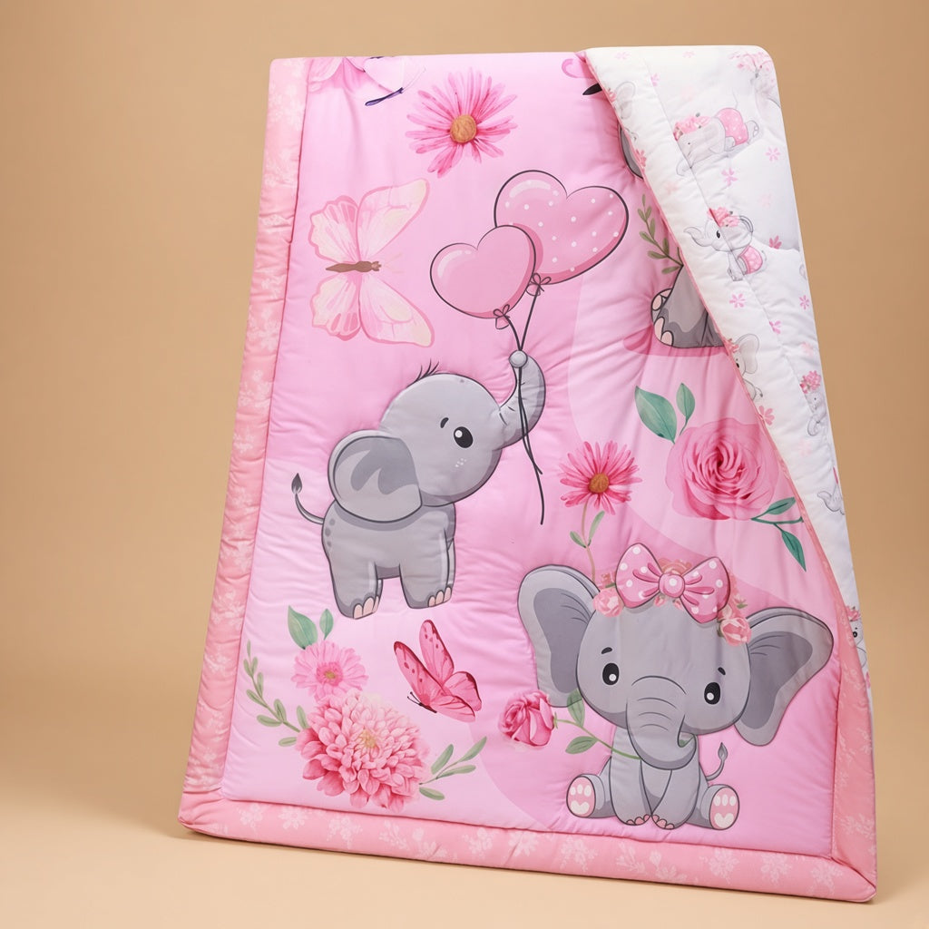 Cream boutique photo — Hibernate Pink Elephant Crib Bedding Set (5)