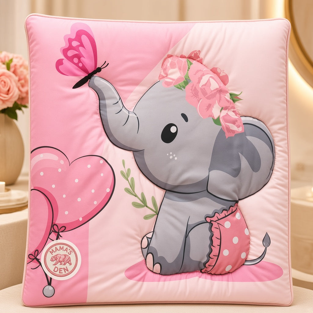 Cream boutique photo — Hibernate Pink Elephant Crib Bedding Set (6)