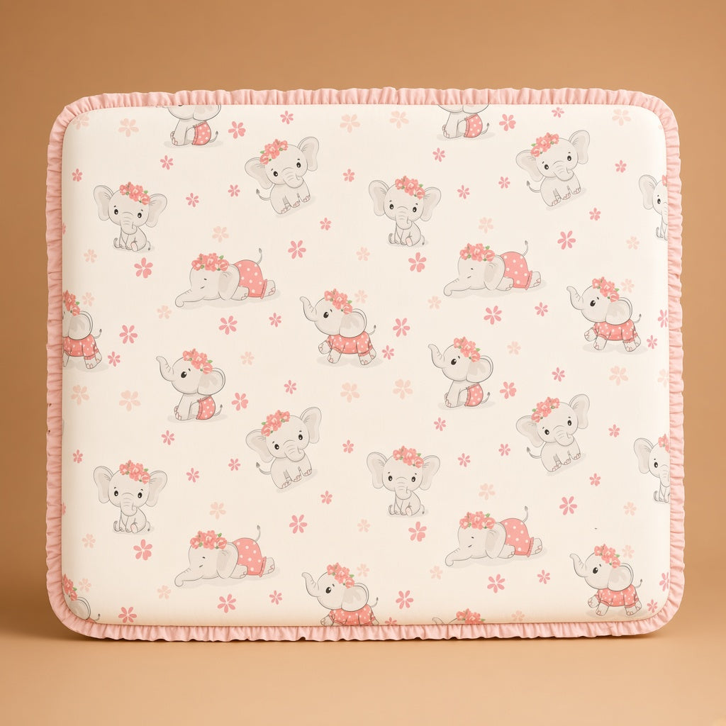Cream boutique photo — Hibernate Pink Elephant Crib Bedding Set (8)