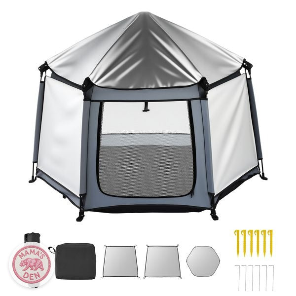 Pop-up baby playpen with canopy