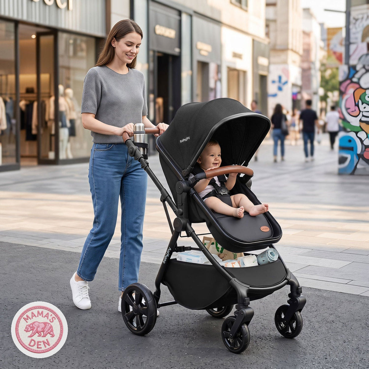 Mom strolling with the Bearmobile Voyager