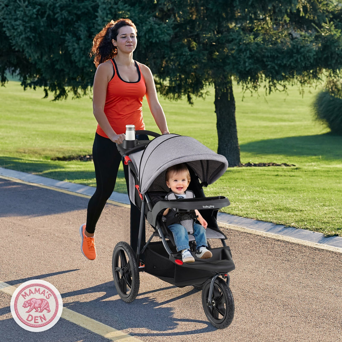 Mom jogging with the Bearmobile Jogger