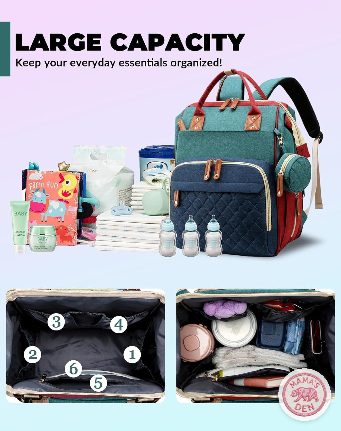 Diaper backpack with changing station, view 5 of 9