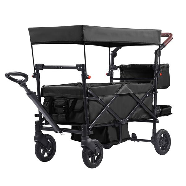 Double wagon stroller for 2 kids, black