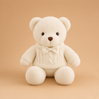 Mama's Den Cuddle Cub - white-cable-knit-bow-tie-bear